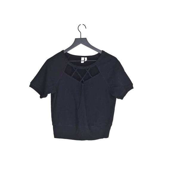 Zella Tops - Z by Zella Cropped Black Sweatshirt w/ Cutout Front Size M